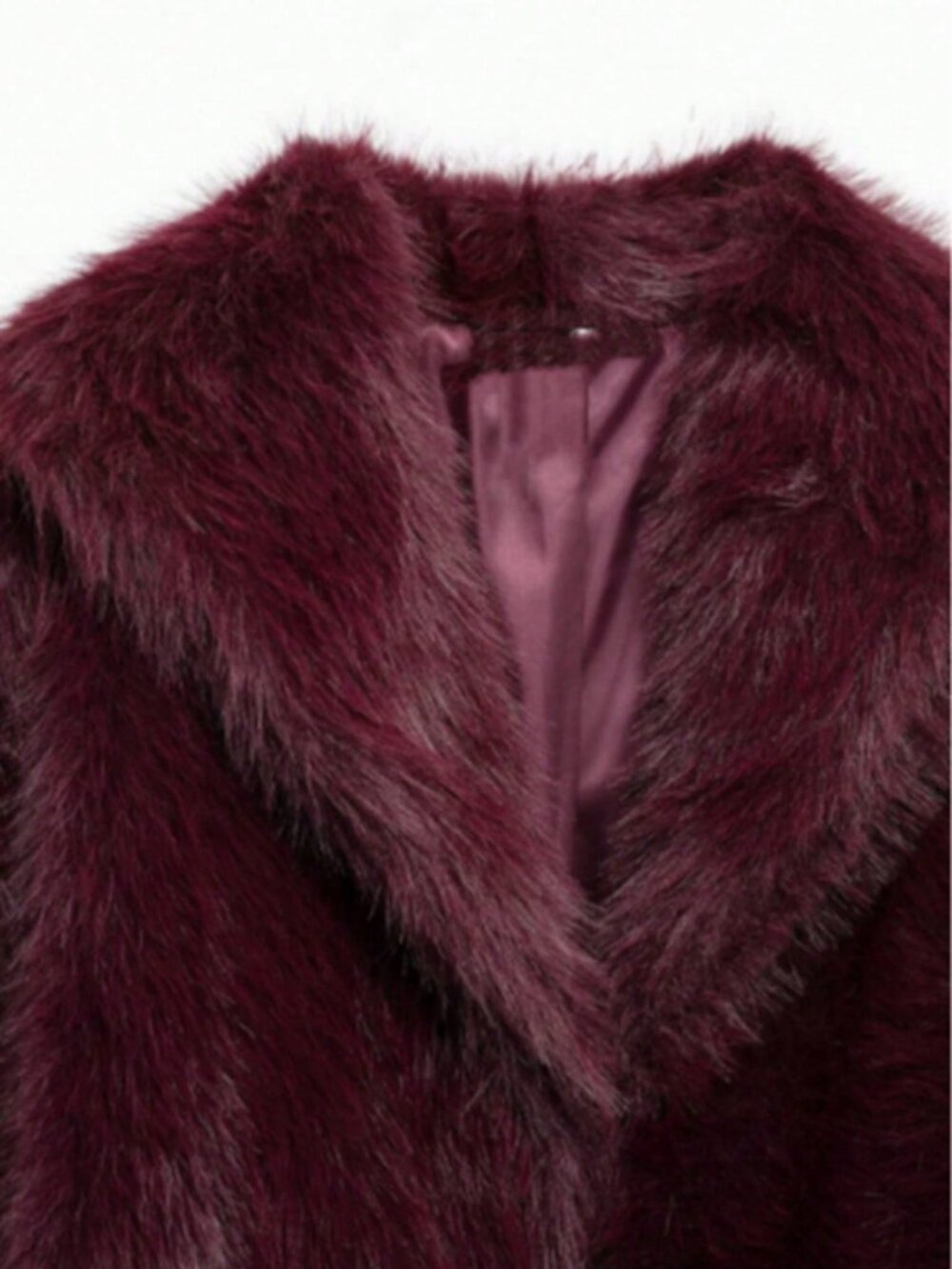 Burgundy Casual Women's Faux Fur Collar Short teddy coat Jacket - Picture 10 of 11